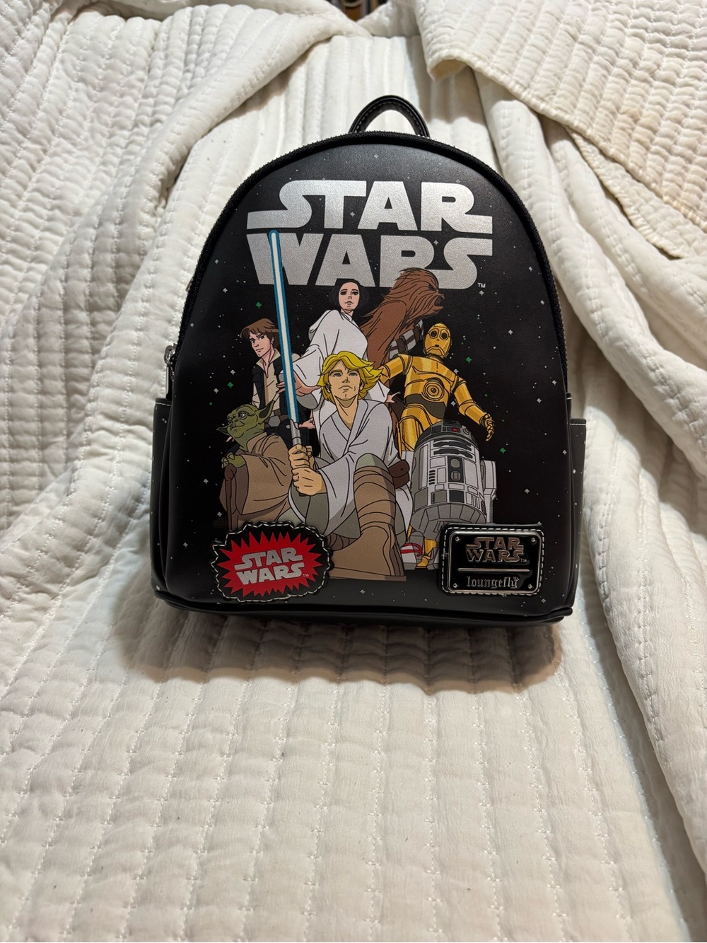 Loungefly Star Wars Black Mini Backpack with Multi-Character Artwork